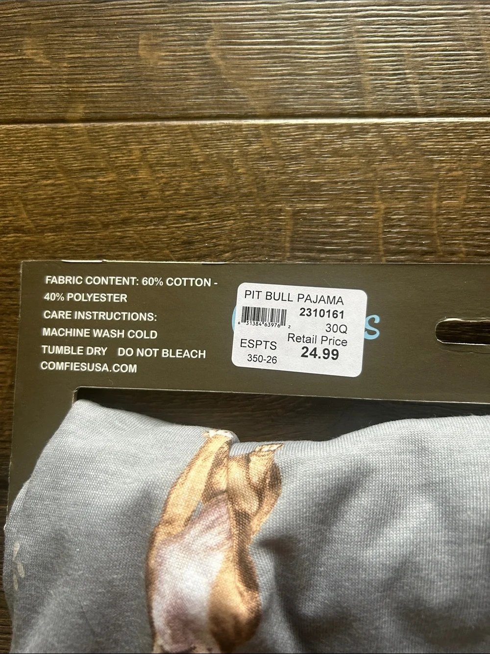 Unisex Gray Pitbull Dog Print Pajama Pants - Large NWT - Picture 4 of 4